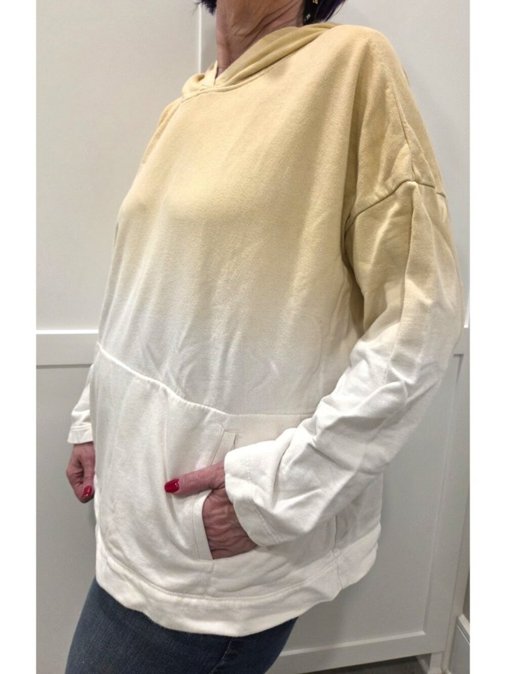 J. Jill Pullover Hoodie‎ Peach White Ombre Relaxed French Terry  Size 2X